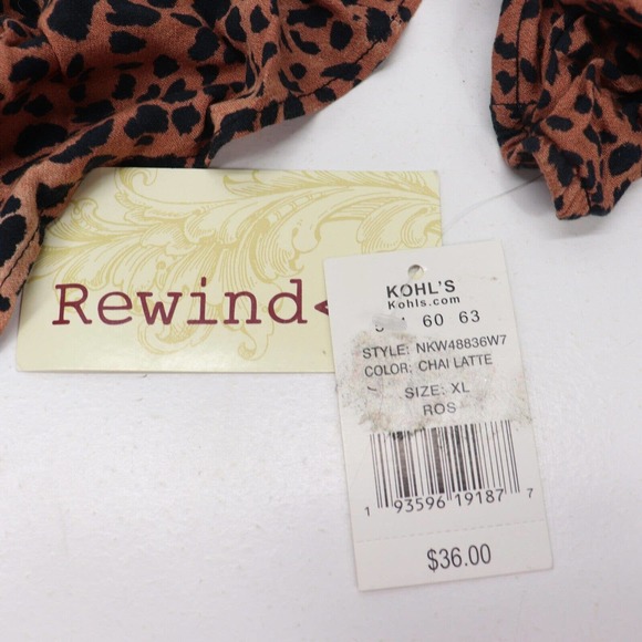 Rewind Shirt Womens XL Long Sleeve Boho Peasant Shirt Top Animal Print NWT - Picture 3 of 11
